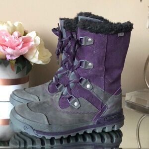 Merrell Silversun LACE Women’s Waterproof Winter Snow Boots Shoe WILD PLUM